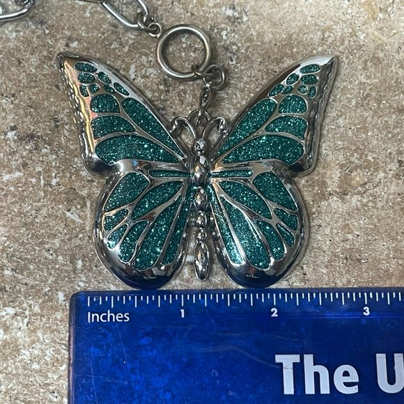 VINTAGE JEWEL KADE OVERSIZE LINK NECKLACE W/ HARVEY LEWIS BIG ENAMEL BUTTERFLY - Picture 8 of 13